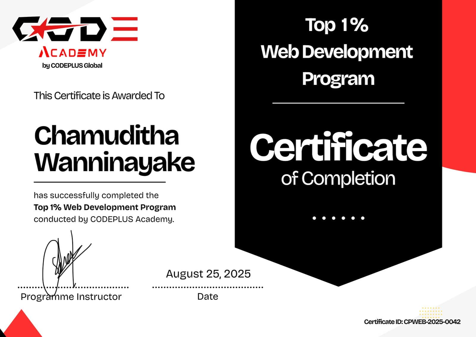 CODEPLUS Academy – Top 1% Web Development Certificate